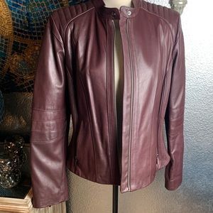 Cole Haan wine colored genuine leather jacket!